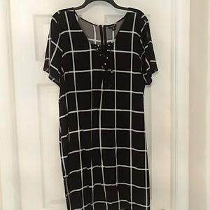 Black plaid knee length dress